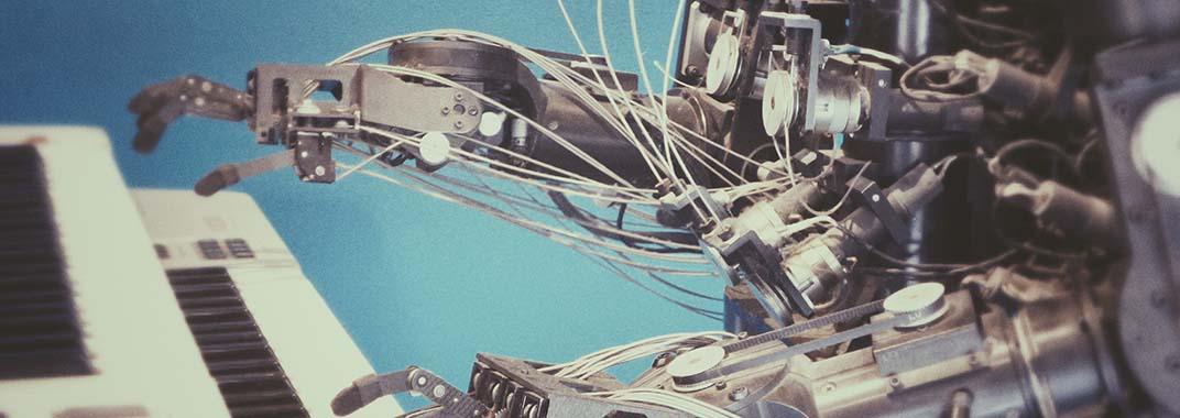 Future of the job market A robot playing keyboard