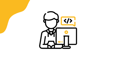 Junior Database icon Icon of a man and a computer