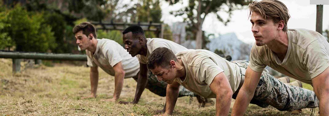 What is coding bootcamp Men doing pushups